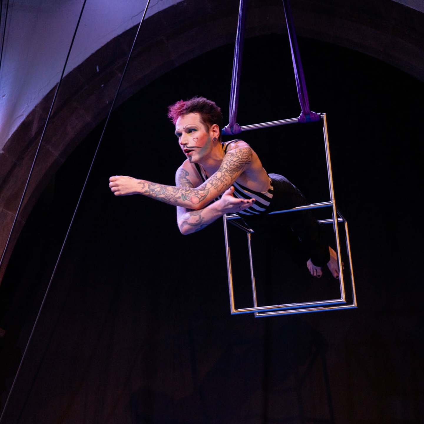 Emily Rose - aerial silks, red stage